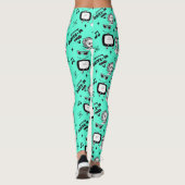 Leggings Nostalgique noir et blanc style pop art rétro (Dos)