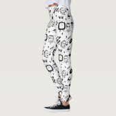 Leggings Nostalgique noir et blanc style pop art rétro (Gauche)