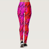Leggings Nota de Clef Musique Rouge Et Rose Tie Dye, (Dos)