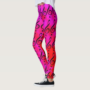 Leggings Nota de Clef Musique Rouge Et Rose Tie Dye,