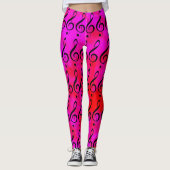 Leggings Nota de Clef Musique Rouge Et Rose Tie Dye, (Devant)