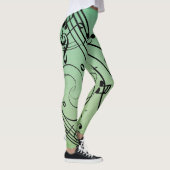 Leggings Notes de fantaisie Design de musique verte (Droite)