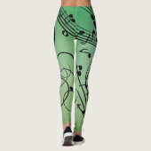 Leggings Notes de fantaisie Design de musique verte (Dos)
