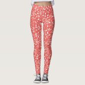 Leggings Notes de musique blanche rouge (Devant)