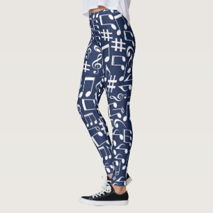 Leggings Notes de musique blanches dansantes Amateurs de mu
