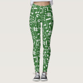 Leggings Notes de musique blanches dansantes Amateurs de mu (Devant)