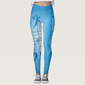Leggings Notes de musique bleu clair (Devant)