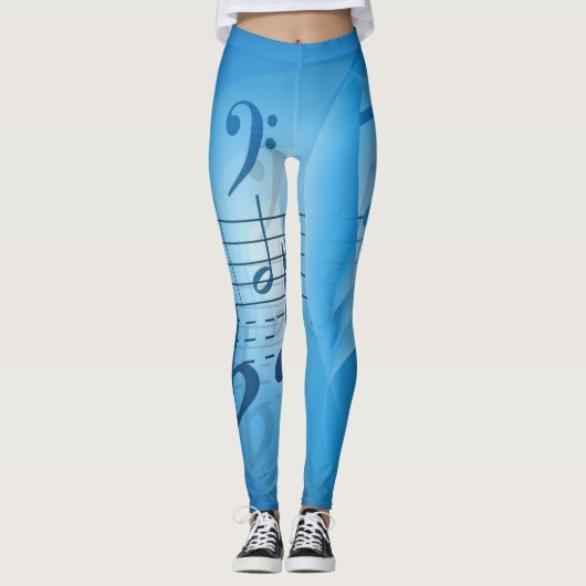 Leggings Notes de musique bleu clair (Devant)