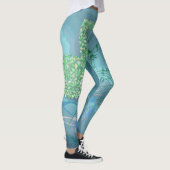Leggings Notes de musique bleue et verte Abstraites (Droite)