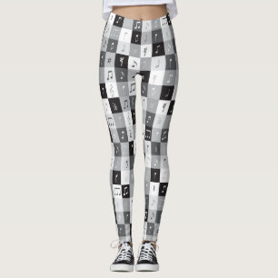 Leggings Notes de musique en niveaux de gris motif