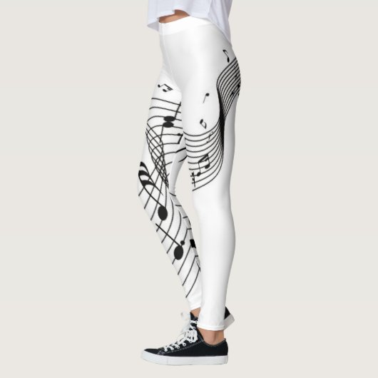 Leggings Notes de musique sur blanc (Gauche)