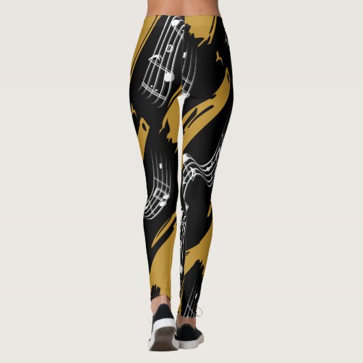 Leggings Notes musicales Black Gold Modern (Dos)