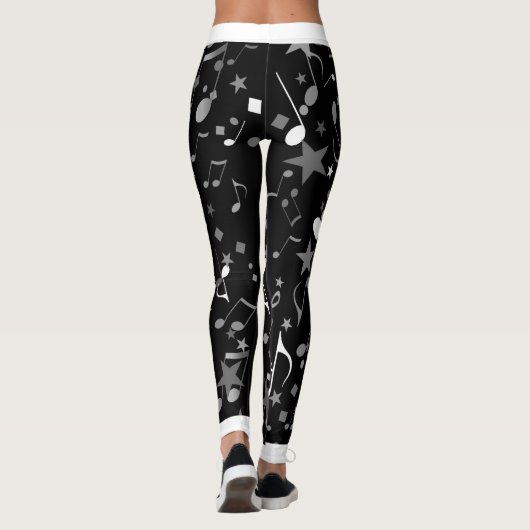 Leggings Notes musicales blanches et grises et ajustement b (Dos)