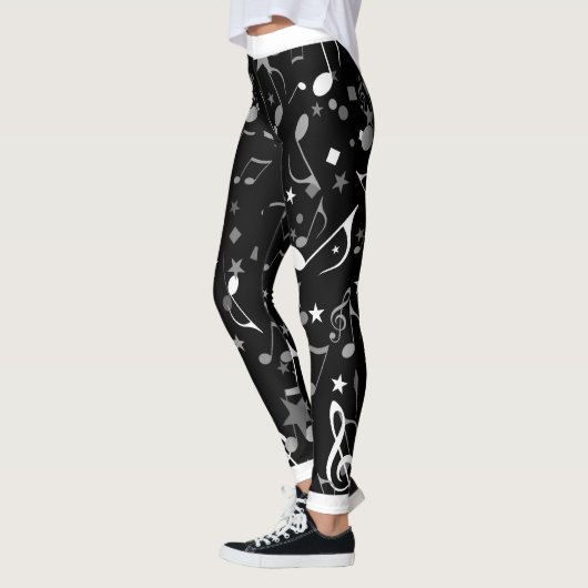 Leggings Notes musicales blanches et grises et ajustement b (Gauche)