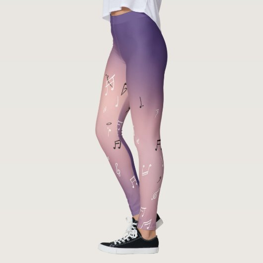Leggings Notes musicales dans le violet rose clair de lune (Gauche)