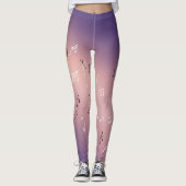 Leggings Notes musicales dans le violet rose clair de lune (Devant)