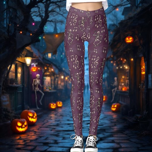 Leggings Notes musicales de Halloween Dancing Skeleton