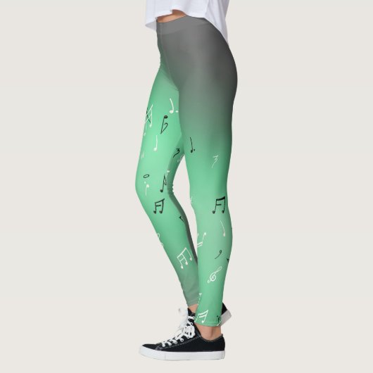 Leggings Notes musicales en vert clair de lune (Gauche)