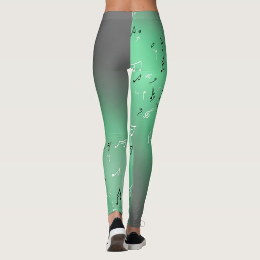 Leggings Notes musicales en vert clair de lune (Dos)