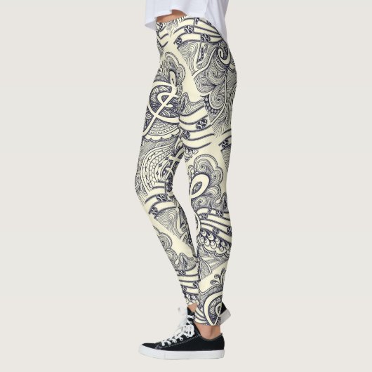 Leggings Notes musicales et symboles noirs dessus (Gauche)