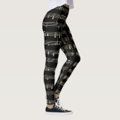 Leggings Notes musicales Noir et Beige (Droite)