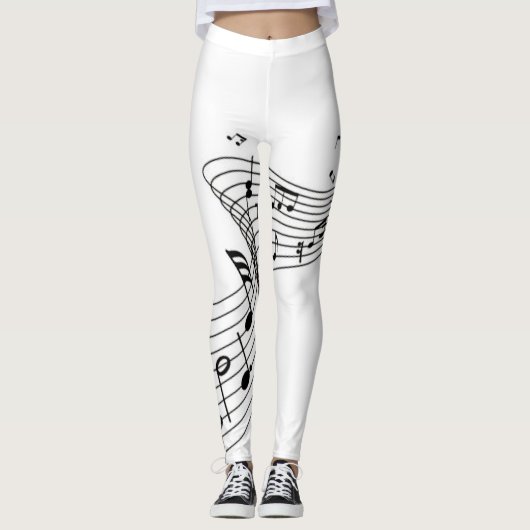Leggings Notes musicales sur le blanc (Devant)