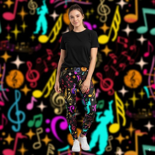 Leggings Notes musicales vibrantes motif