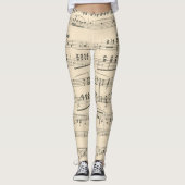 Leggings notes musicales vintages motif filles (Devant)