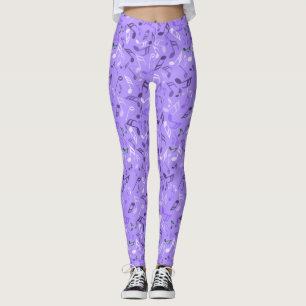 Leggings Notes musicales violet