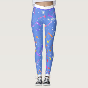 Leggings Notes musicales (Votre nom) sur votre couleur