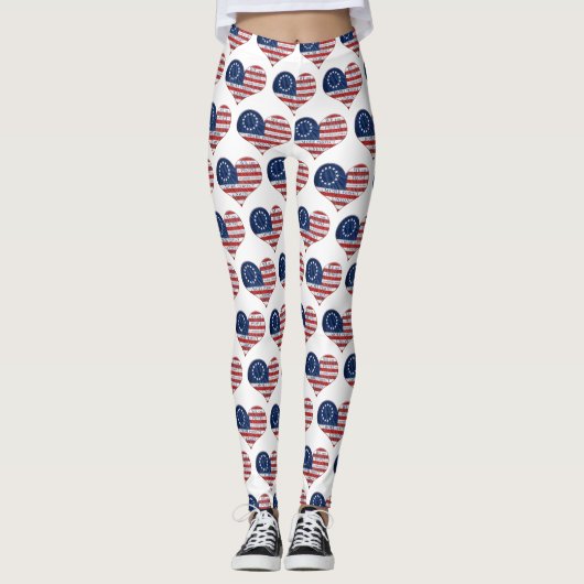 Leggings Nous Le Peuple Le Coeur Du Drapeau Américain (Devant)