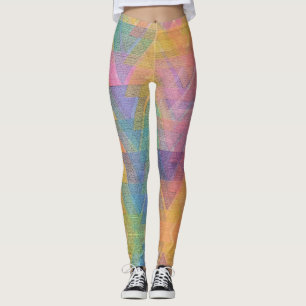 Leggings Nouveauté amusante Triangle géométrique Colorful A