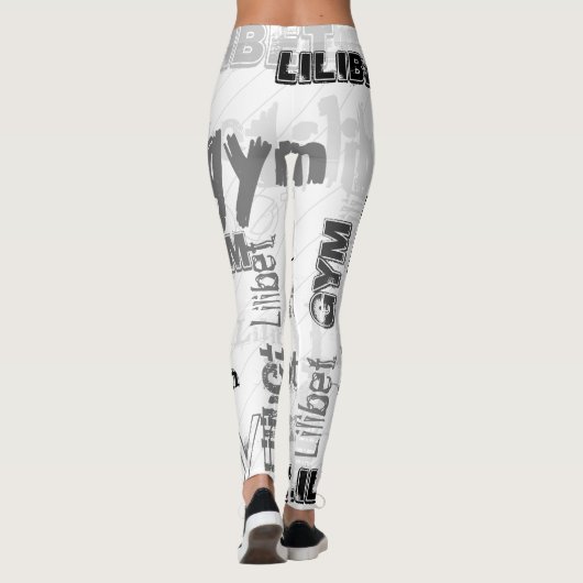 Leggings NOUVEAUTÉ ! Trendy nommé Wordcloud GYM Bunny (Dos)
