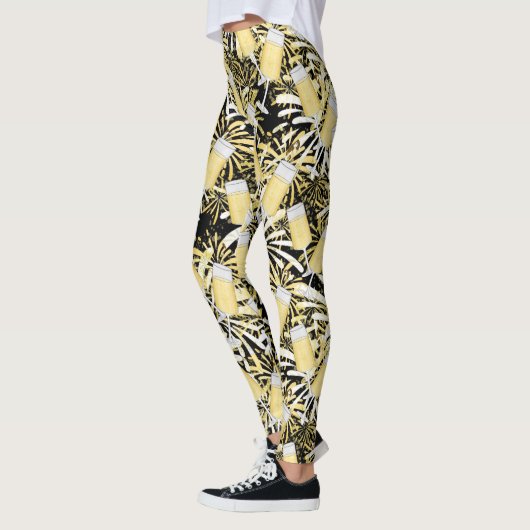Leggings Nouvelles années de champagne de feux d'artifice (Gauche)