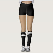 Leggings Novelty short noir avec des chaussettes d'arbitre (Devant)