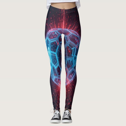Leggings Noyau numérique : Explosion futuriste de la sphère (Devant)