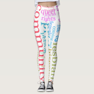 Leggings Nuage de mots de la communauté arc-en-ciel LGBTQ+