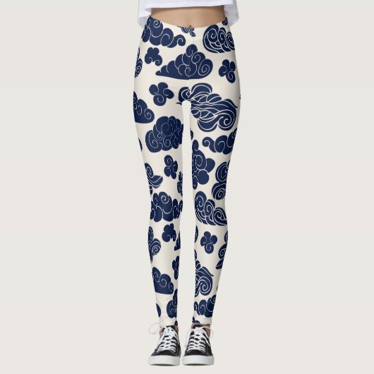 Leggings Nuages Auspicious WL Motif chinois traditionnel (Devant)