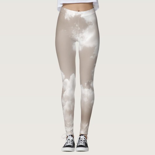 Leggings Nuages beiges doux 5 #nuages #art (Devant)