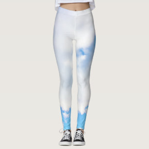 Leggings Nuages Blancs Puffy et Ciel Bleu