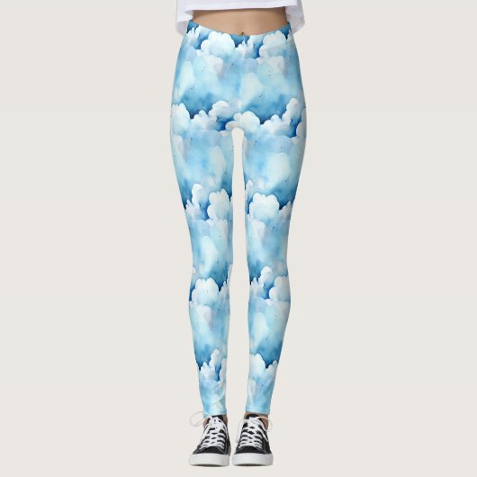 Leggings Nuages bleus lunaires (Devant)