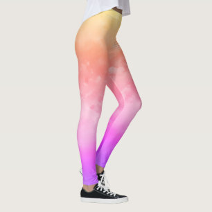 Leggings Nuages de coucher de soleil Jaune Orange Rose & Pu