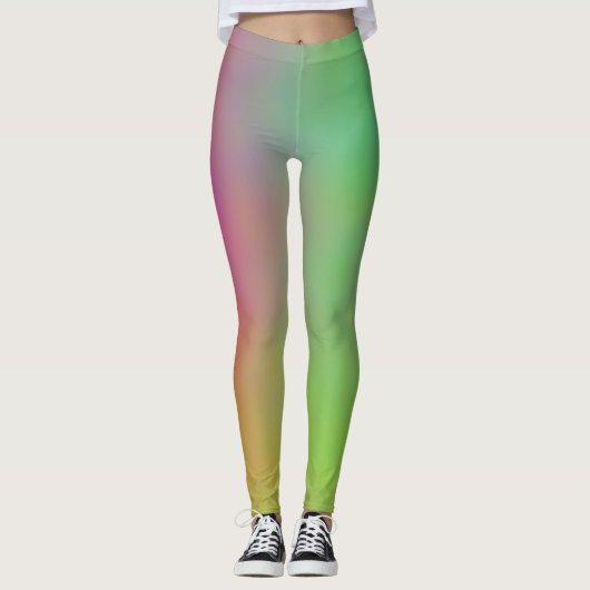 Leggings Nuages de marbre rose et vert (Devant)