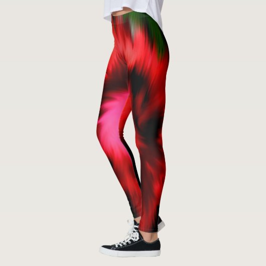 Leggings Nuances Abstraites De Rouge Et De Rose (Gauche)