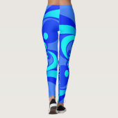 Leggings Nuances de bleu Art fractal abstrait moderne (Dos)