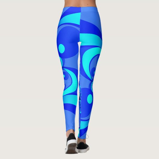 Leggings Nuances de bleu moderne art fractal Abstrait (Dos)