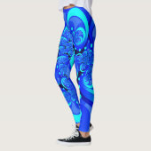 Leggings Nuances de bleu moderne art fractal Abstrait (Gauche)