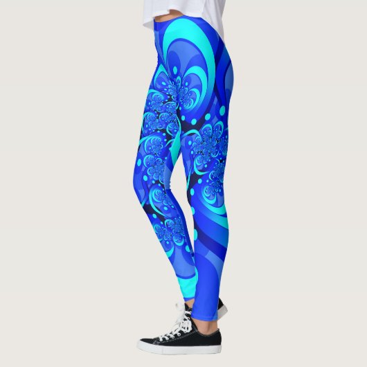 Leggings Nuances de bleu moderne art fractal Abstrait (Gauche)