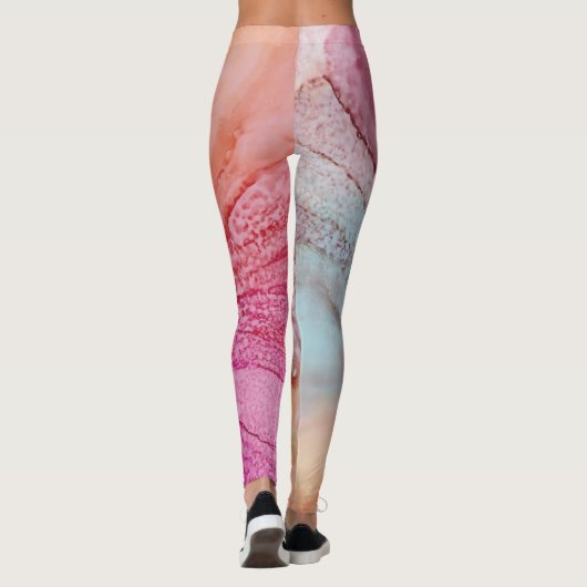 Leggings Nuances de Blues Rose et Oranges (Dos)
