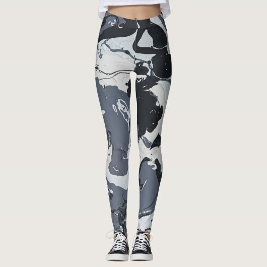 Leggings Nuances de gris monochrome moderne abstrait (Devant)